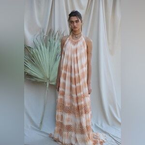 Jen’s Pirate Booty Yellow Tie Dye Cotton Waimea Boho Maxi Dress Size S